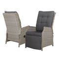 Gardeon Wicker Sun Lounge Recliner Chair Adjustable Grey Outdoor Patio