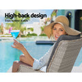 Gardeon Wicker Sun Lounge Recliner Chair Adjustable Grey Outdoor Patio