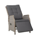 Gardeon Wicker Sun Lounge Recliner Chair Adjustable Grey Outdoor Patio