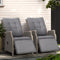 Gardeon 2PC Wicker Recliner Sun Lounge Chairs Outdoor Adjustable Grey