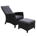 Gardeon Recliner Chair Sun lounge Wicker Lounger Outdoor Patio Furniture Adjustable Black