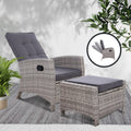 Gardeon Wicker Recliner Lounger Outdoor Patio Chair Adjustable Grey