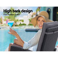 Gardeon 3PC Wicker Recliner Chairs Sun Lounge Outdoor Furniture Black
