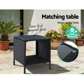 Gardeon 3PC Wicker Recliner Chairs Sun Lounge Outdoor Furniture Black