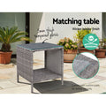 Gardeon 3PC Recliner Chairs Table Sun lounge Wicker Outdoor Grey