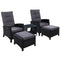 Gardeon 5PC Recliner Chairs Table Sun Lounge Wicker Outdoor Furniture