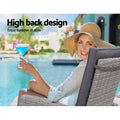 Gardeon 5PC Wicker Sun Lounge Recliner Chairs Table Outdoor Grey