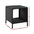 Gardeon Wicker Rattan Coffee Side Table Outdoor Black Garden Desk