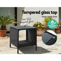 Gardeon Wicker Rattan Coffee Side Table Outdoor Black Garden Desk