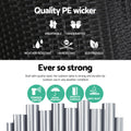 Gardeon Wicker Rattan Coffee Side Table Outdoor Black Garden Desk