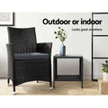 Gardeon Wicker Rattan Coffee Side Table Outdoor Black Garden Desk