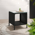 Gardeon Wicker Rattan Coffee Side Table Outdoor Black Garden Desk