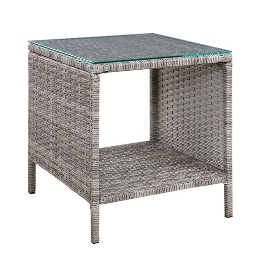 Gardeon Grey Wicker Rattan Coffee Side Table Outdoor Garden Desk