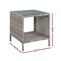 Gardeon Grey Wicker Rattan Coffee Side Table Outdoor Garden Desk