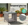 Gardeon Grey Wicker Rattan Coffee Side Table Outdoor Garden Desk
