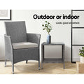 Gardeon Grey Wicker Rattan Coffee Side Table Outdoor Garden Desk