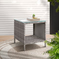 Gardeon Grey Wicker Rattan Coffee Side Table Outdoor Garden Desk