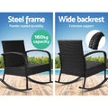 Gardeon Outdoor Rocking Chair Wicker Patio Lounge Black