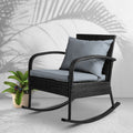Gardeon Outdoor Rocking Chair Wicker Patio Lounge Black