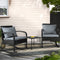 Gardeon 3PC Rocking Chair Wicker Outdoor Furniture Patio Set Black