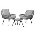 Gardeon 3PC Outdoor Bistro Set Grey Chairs Table Patio Lounge