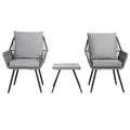 Gardeon 3PC Outdoor Bistro Set Grey Chairs Table Patio Lounge