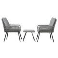 Gardeon 3PC Outdoor Bistro Set Grey Chairs Table Patio Lounge