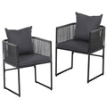 Gardeon 2pc Outdoor Dining Chairs Woven Rope Patio Garden Steel