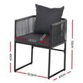 Gardeon 2pc Outdoor Dining Chairs Woven Rope Patio Garden Steel