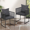 Gardeon 2pc Outdoor Dining Chairs Woven Rope Patio Garden Steel
