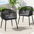 Gardeon 2PC Outdoor Wicker Dining Chairs Patio Furniture Black Steel
