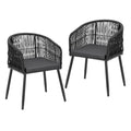Gardeon 2PC Outdoor Wicker Dining Chairs Patio Furniture Black Steel