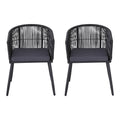 Gardeon 2PC Outdoor Wicker Dining Chairs Patio Furniture Black Steel