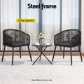 Gardeon 2PC Outdoor Wicker Dining Chairs Patio Furniture Black Steel