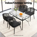 Gardeon 2PC Outdoor Wicker Dining Chairs Patio Furniture Black Steel