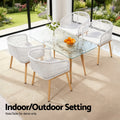 Gardeon 2PC Wicker Outdoor Dining Chairs White Patio Garden Steel