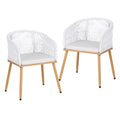 Gardeon 2PC Wicker Outdoor Dining Chairs White Patio Garden Steel