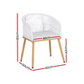 Gardeon 2PC Wicker Outdoor Dining Chairs White Patio Garden Steel