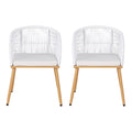 Gardeon 2PC Wicker Outdoor Dining Chairs White Patio Garden Steel
