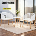 Gardeon 2PC Wicker Outdoor Dining Chairs White Patio Garden Steel