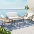 Gardeon 4 Piece Outdoor Rattan Sofa Set Lounge Chairs Table