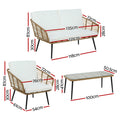 Gardeon 4 Piece Outdoor Rattan Sofa Set Lounge Chairs Table