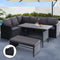 Gardeon Outdoor Dining Set 6pc Lounge Sofa Chairs Table Black