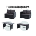 Gardeon Outdoor Dining Set 6pc Lounge Sofa Chairs Table Black