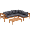 Gardeon 4pc Outdoor Sofa 5-Seater Wooden Bench Side Table