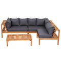 Gardeon 4pc Outdoor Sofa 5-Seater Wooden Bench Side Table