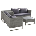 Gardeon 4 Seater Outdoor Wicker Lounge Sofa Set Grey