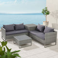 Gardeon 4 Seater Outdoor Wicker Lounge Sofa Set Grey