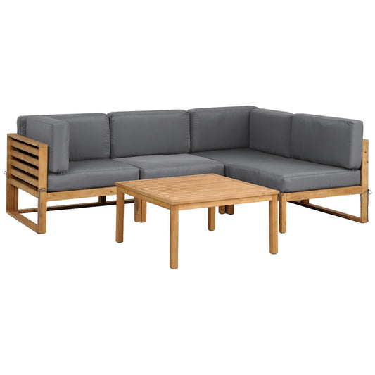Gardeon 4 Piece Outdoor Sofa Set Wooden Couch Lounge 5Pcs