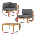Gardeon 4 Seater Outdoor Sofa Set Wooden Couch Lounge Setting 5PCS Furniture